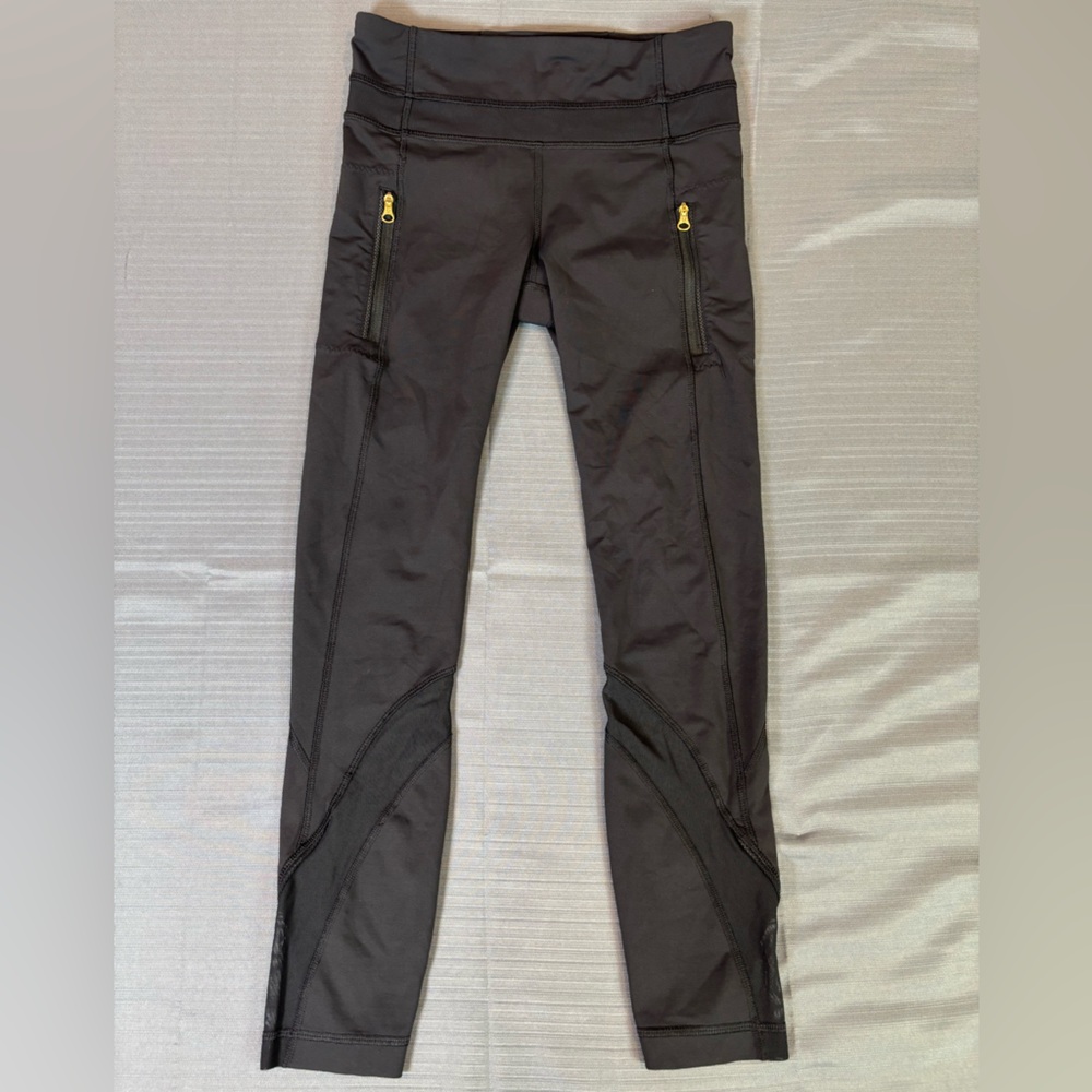 Lululemon Speed Tight Leggings Black Size 4 Luxtreme Running Yoga Zipper Pockets